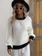 Contrast Trim Drop Shoulder Pullover Sweater