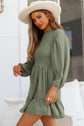 Night Out Smocked Balloon Sleeve Ruffle Hem Dress