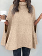 woman wearing a tan Turtleneck Dolman Sleeve Poncho