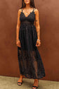 Black Lace Crisscross Maxi Dress