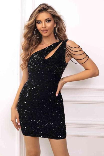 Sexy Contrast Sequin Sleeveless Mini Dress