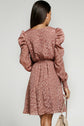 Leopard Belted Puff Sleeve V-Neck Dress