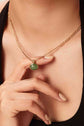 Inlaid Stone Round Pendant Stainless Steel Chain Necklace