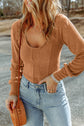 women wearing ochre Scoop Neck Long Sleeve Top