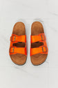Double Banded Slide Sandals in Orange