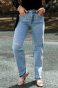 Light Distressed Straight Jeans