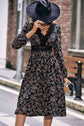 Holiday Floral Spliced Lace V-Neck Dress