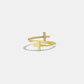 Double Cross Bypass Zircon 925 Sterling Silver Ring