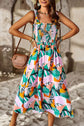 Printed Smocked Tie Shoulder Dress