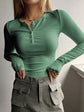 Sexy Basic Half Button Long Sleeve T-Shirt