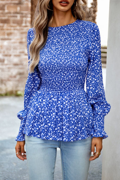 Flounce Sleeve Peplum Top