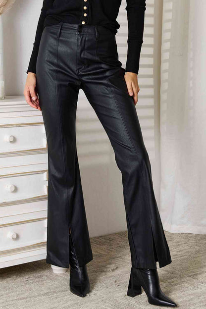 Slit Front Kancan Flare Leg Pants