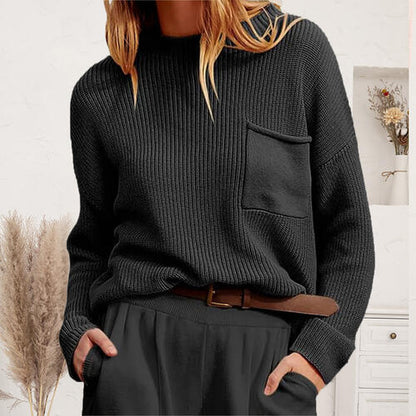 Ribbed Sweater with Pocket