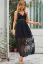 Black Lace Crisscross Maxi Dress