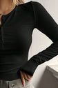 Sexy Basic Half Button Long Sleeve T-Shirt