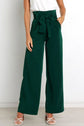 women wearing forest green Tie Front Paperbag Wide Leg Pants