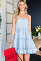 Statement Tiered Spaghetti Strap Denim Dress