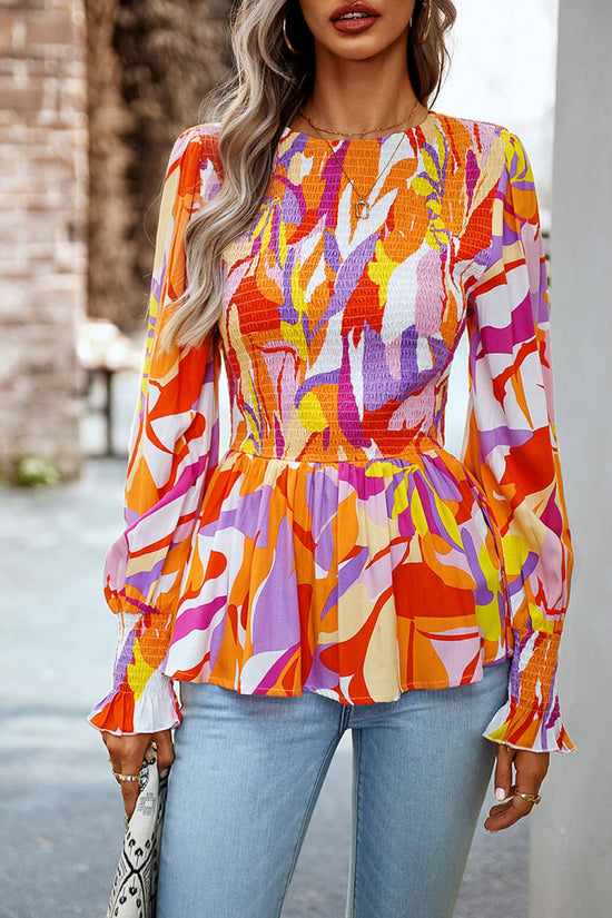 Flounce Sleeve Peplum Top