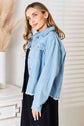 Denim Dropped Shoulder Raw Hem Jacket