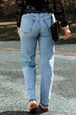 Light Distressed Straight Jeans