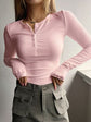 Sexy Basic Half Button Long Sleeve T-Shirt