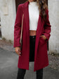 Woman wearing wine color Fall Pocketed Long Sleeve Jacket