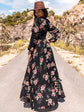 Black Floral V-Neck Split Maxi Dress