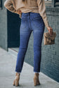 Moody High Waist Raw Hem Skinny Jeans