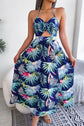 Botanical Backless Cutout Slit Dress