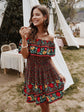 Bohemian Print Off-Shoulder Strapless Dress