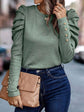 Round Neck Puff Sleeve Blouse