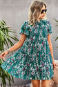 Summer Floral Layered Flutter Sleeve Dress