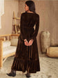 Chocolate Tribe Ruffled Long Sleeve Dress