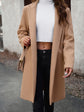 Woman wearing tan color Fall Pocketed Long Sleeve Jacket