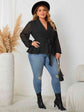 Black Plus Size Tie Waist Long Sleeve Blouse