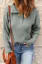 Half Button Dropped Shoulder Ribbed Sweater - Was $ 49.00