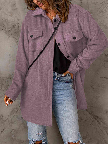 Drop Shoulder Autumn Button Down Collared Coat