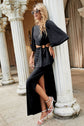 Split Puff Sleeve Cutout Maxi Dress