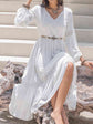 Boho Tie Neck Balloon Sleeve Midi Dress