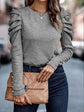 Round Neck Puff Sleeve Blouse