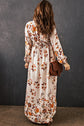 woman wearing Floral -V-Neck -Long -Sleeve- Maxi -Dress-Boho