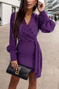 Surplice Lantern Sleeve Mini Dress