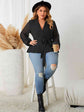 Black Plus Size Tie Waist Long Sleeve Blouse