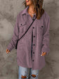 Drop Shoulder lilac Autumn Button Down Collared Coat