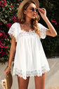 Spliced Lace Tie-Back Babydoll Top