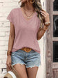 V-Neck Short Sleeve Blouse