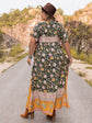 Plus Size Bohemian Multi-Pattern Maxi Dress