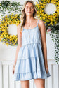 Statement Tiered Spaghetti Strap Denim Dress