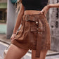 Chestnut Belted Denim Shorts