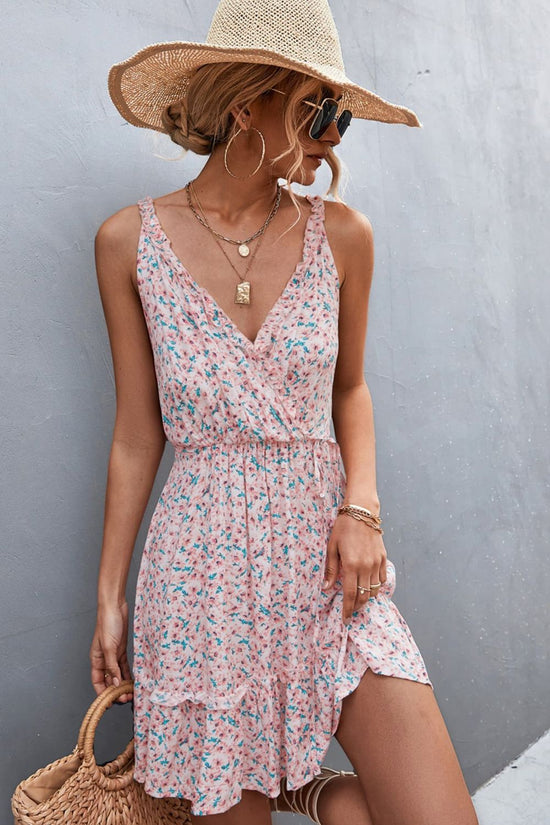 Frill Trim Floral Sleeveless Dress